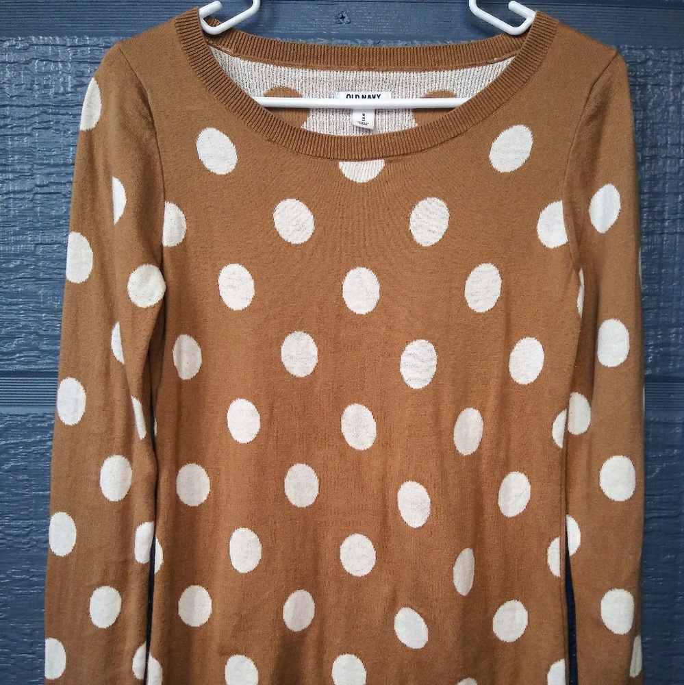 Womens OLD NAVY Polka Dot Sweater brown & white M